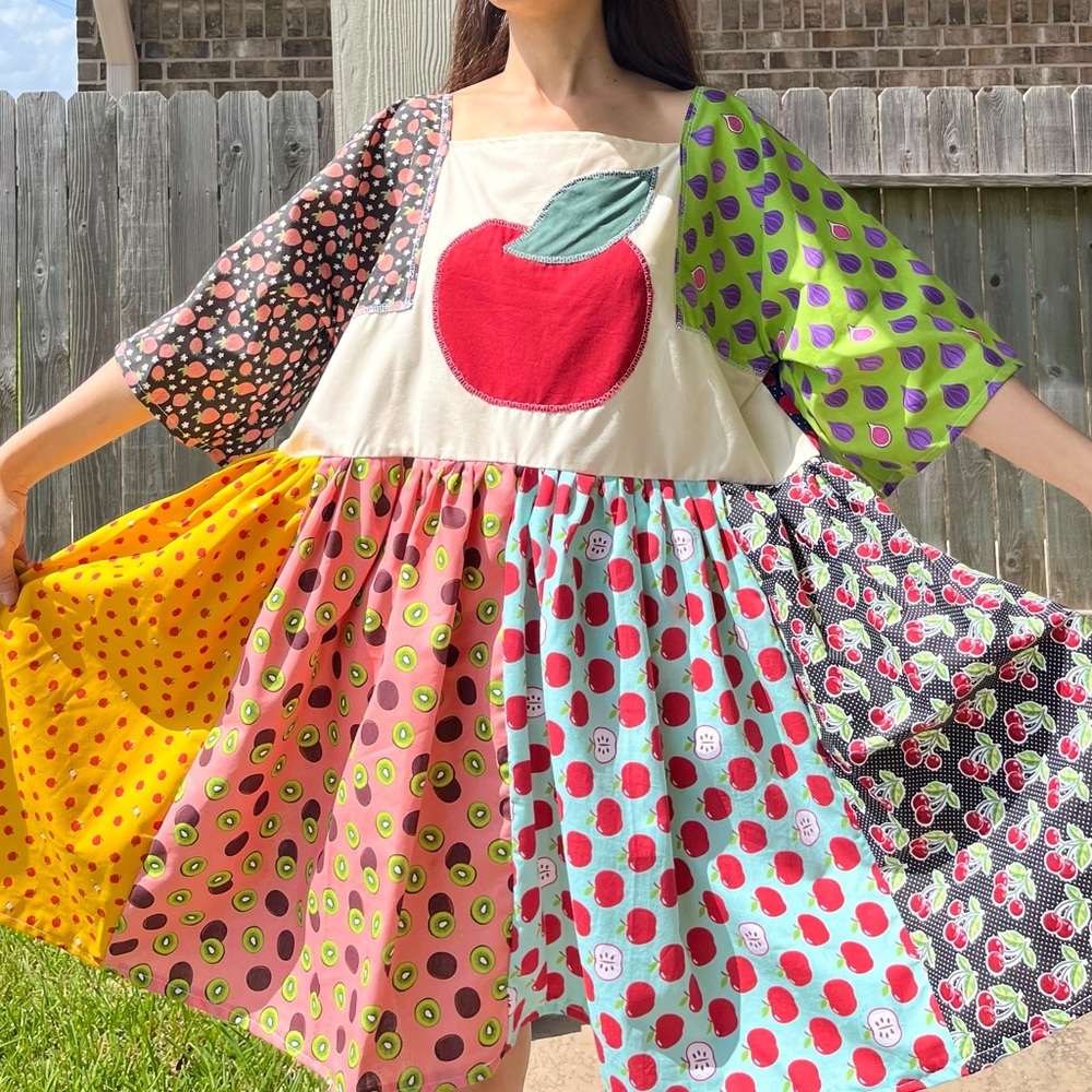 Handmade Fruit Paradise Flavorful Print Bandana Dress | SKU 07286 Apple